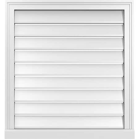 Ekena Millwork Vertical Surface Mount PVC Gable Vent: Functional, w/ 2"W x 2"P Brickmould Sill Frame, 28"W x 30"H GVPVE28X3003SF